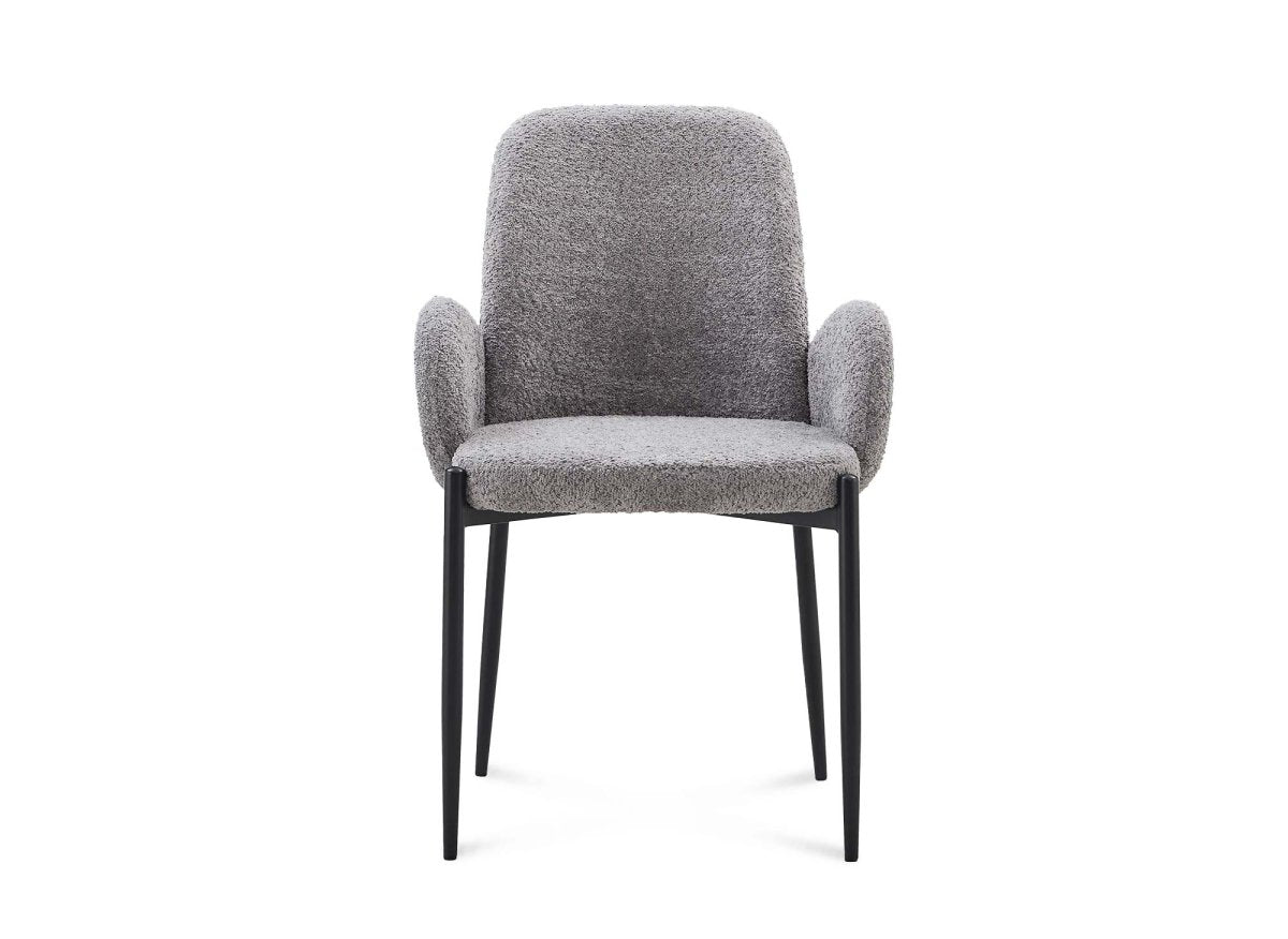 Lot de 2 chaises effet peau de mouton gris KAMILIA - DécoInParis