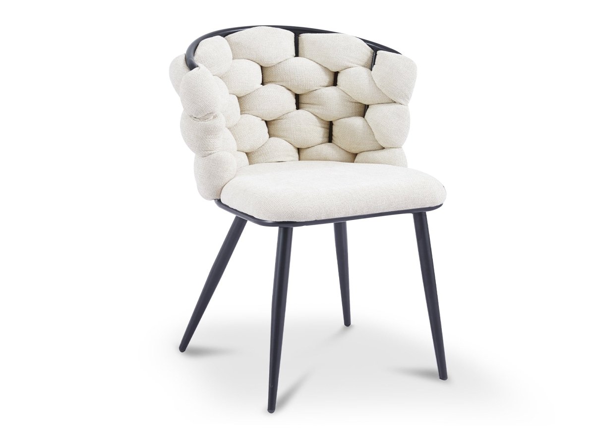 Lot de 2 chaises en tissu beige pieds en métal noir CECILE - DécoInParis