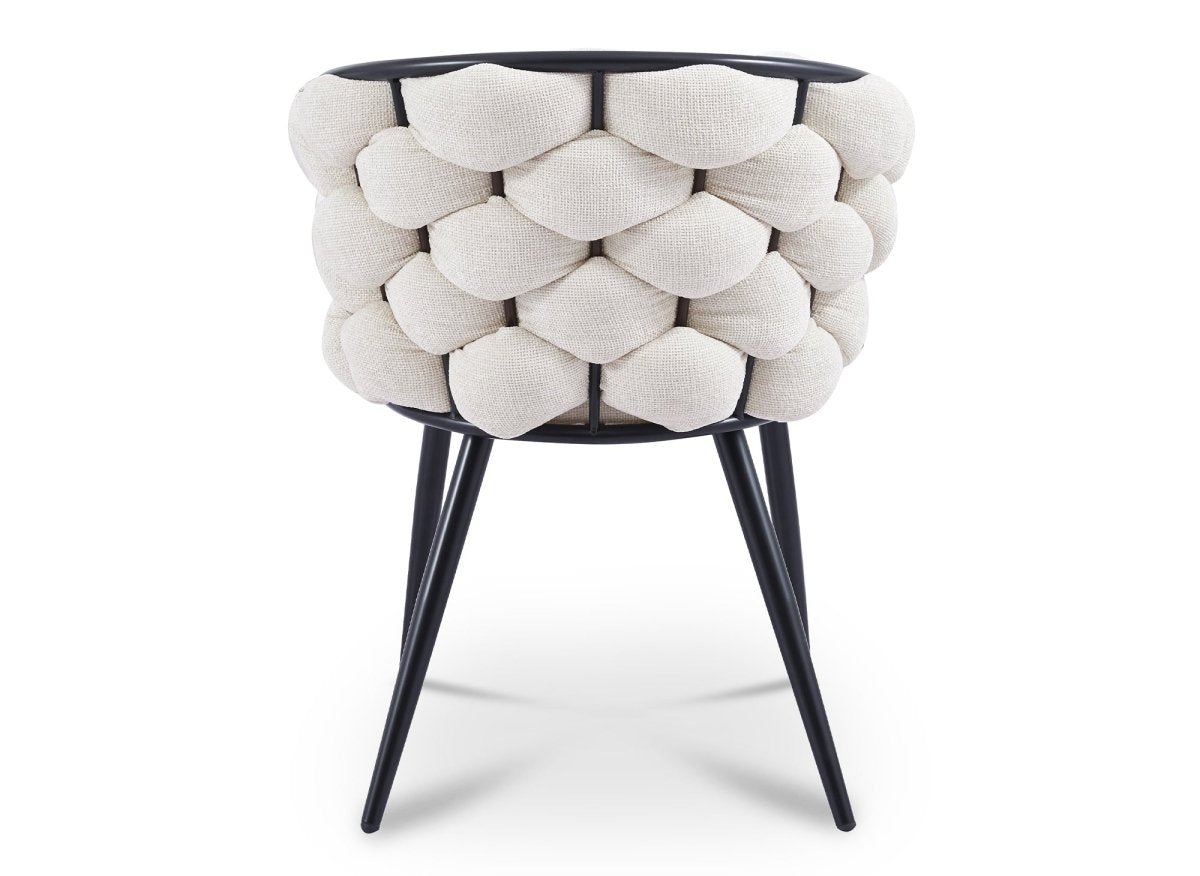 Lot de 2 chaises en tissu beige pieds en métal noir CECILE - DécoInParis