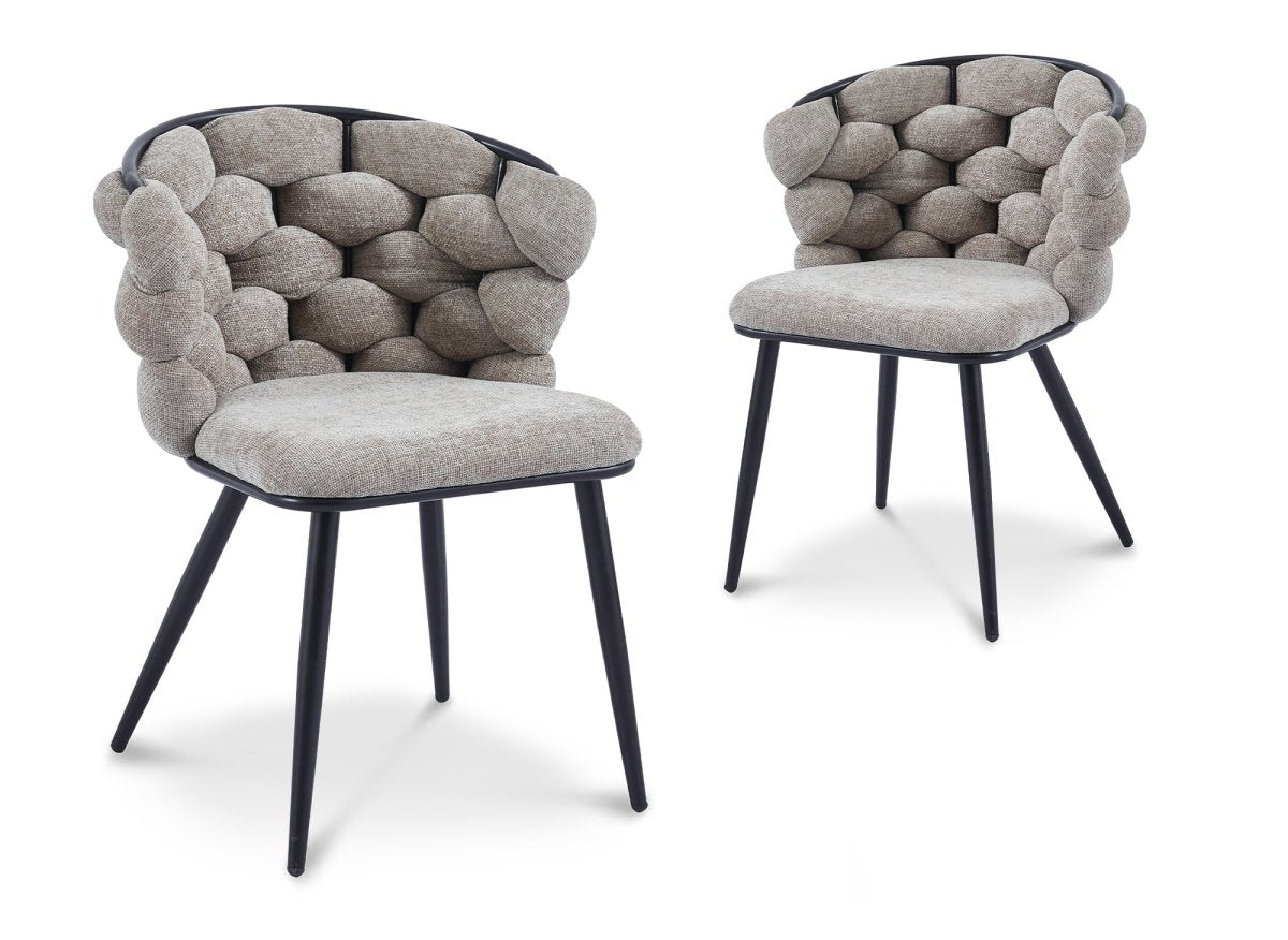 Lot de 2 chaises en tissu taupe pieds en métal noir CECILE - DécoInParis