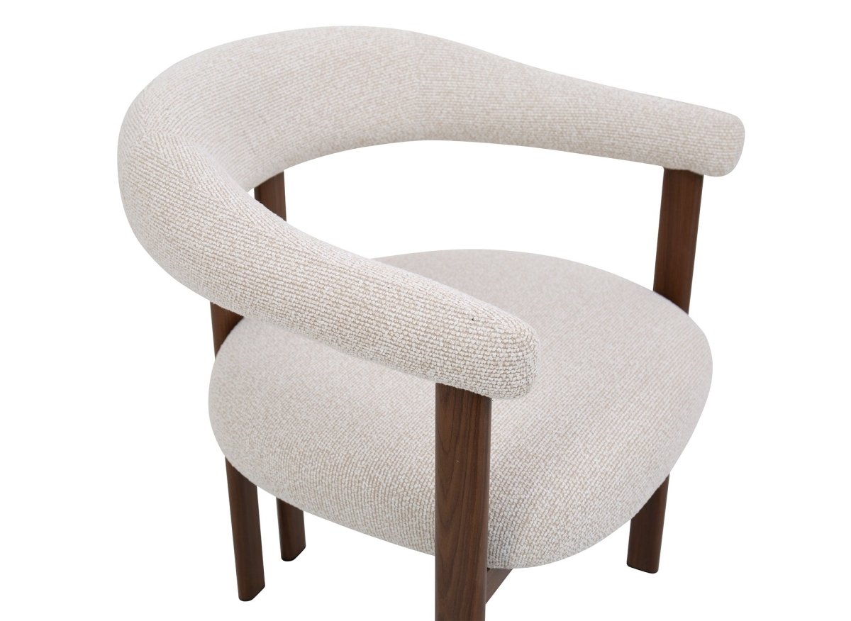 Lot de 2 chaises en tissu texturé écru pieds en métal marron ADRIANA - DécoInParis