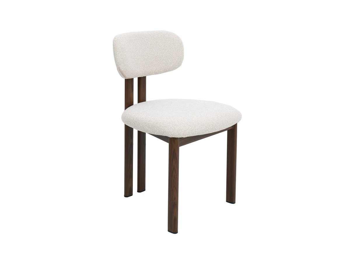 Lot de 2 chaises en tissu texturé écru pieds en métal marron LEONA - DécoInParis