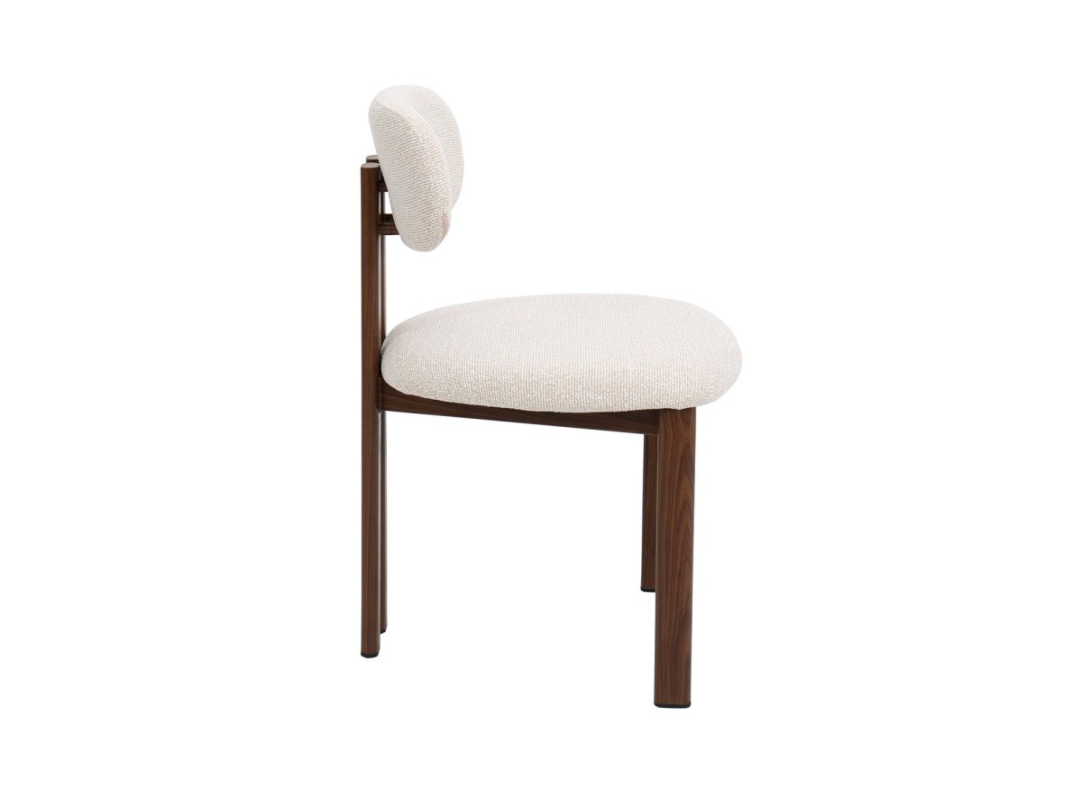 Lot de 2 chaises en tissu texturé écru pieds en métal marron LEONA - DécoInParis