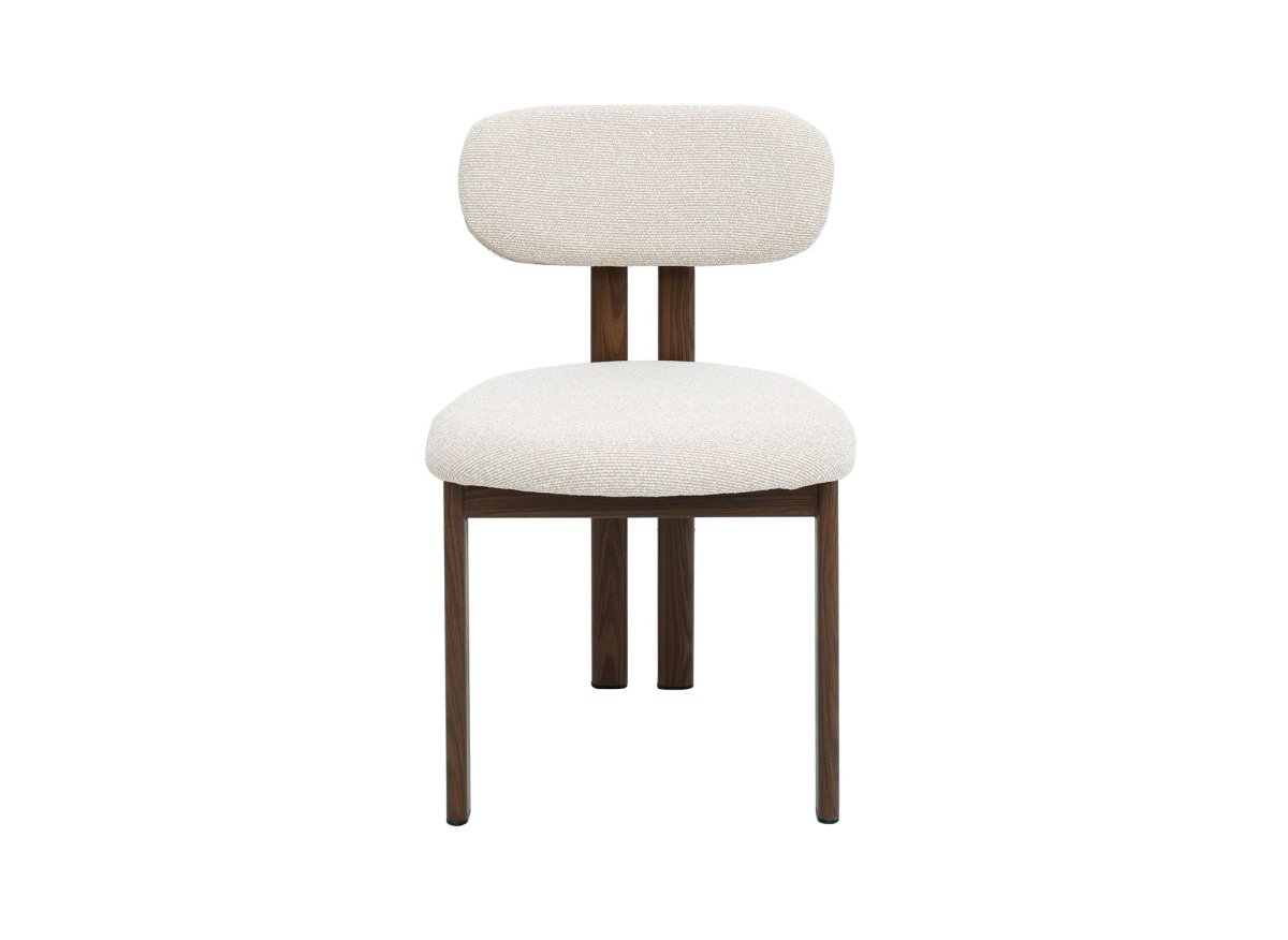 Lot de 2 chaises en tissu texturé écru pieds en métal marron LEONA - DécoInParis