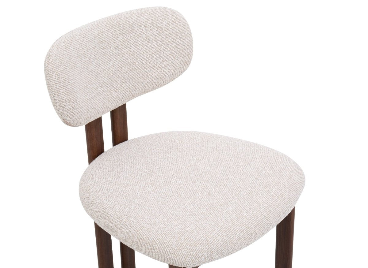 Lot de 2 chaises en tissu texturé écru pieds en métal marron LEONA - DécoInParis