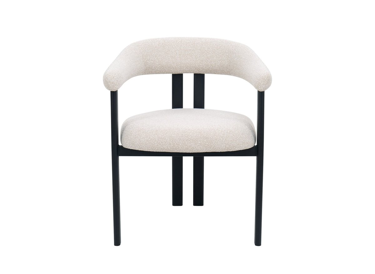 Lot de 2 chaises en tissu texturé écru pieds en métal noir ADRIANA - DécoInParis