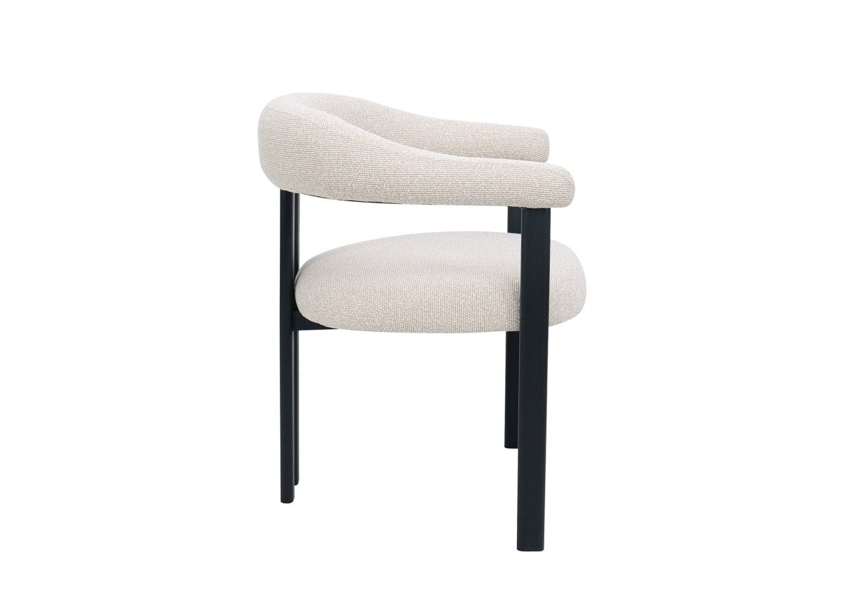 Lot de 2 chaises en tissu texturé écru pieds en métal noir ADRIANA - DécoInParis