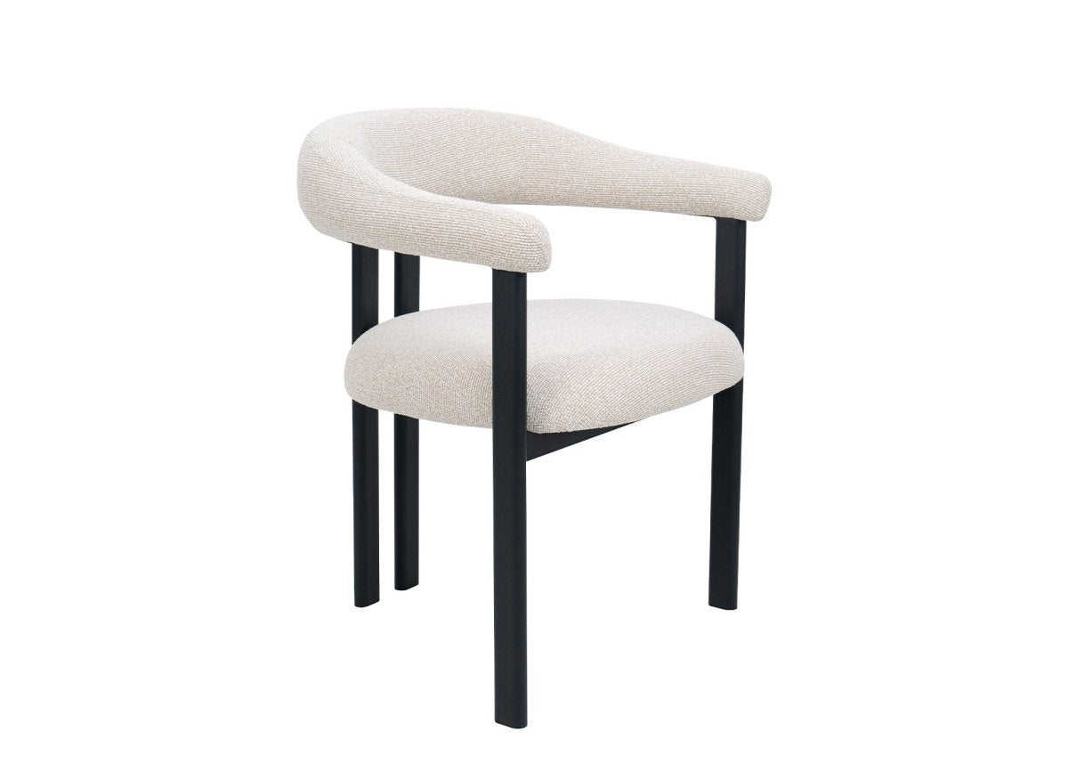 Lot de 2 chaises en tissu texturé écru pieds en métal noir ADRIANA - DécoInParis