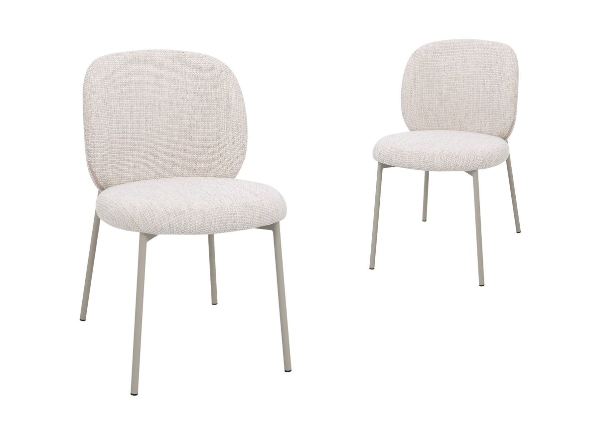 Lot de 2 chaises en tweed écru et pieds en métal gris MARCUS - DécoInParis