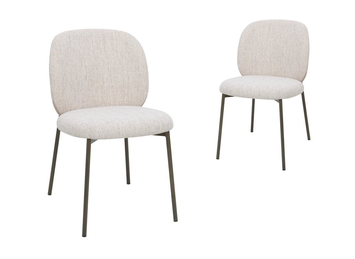 Lot de 2 chaises en tweed écru et pieds en métal marron MARCUS - DécoInParis