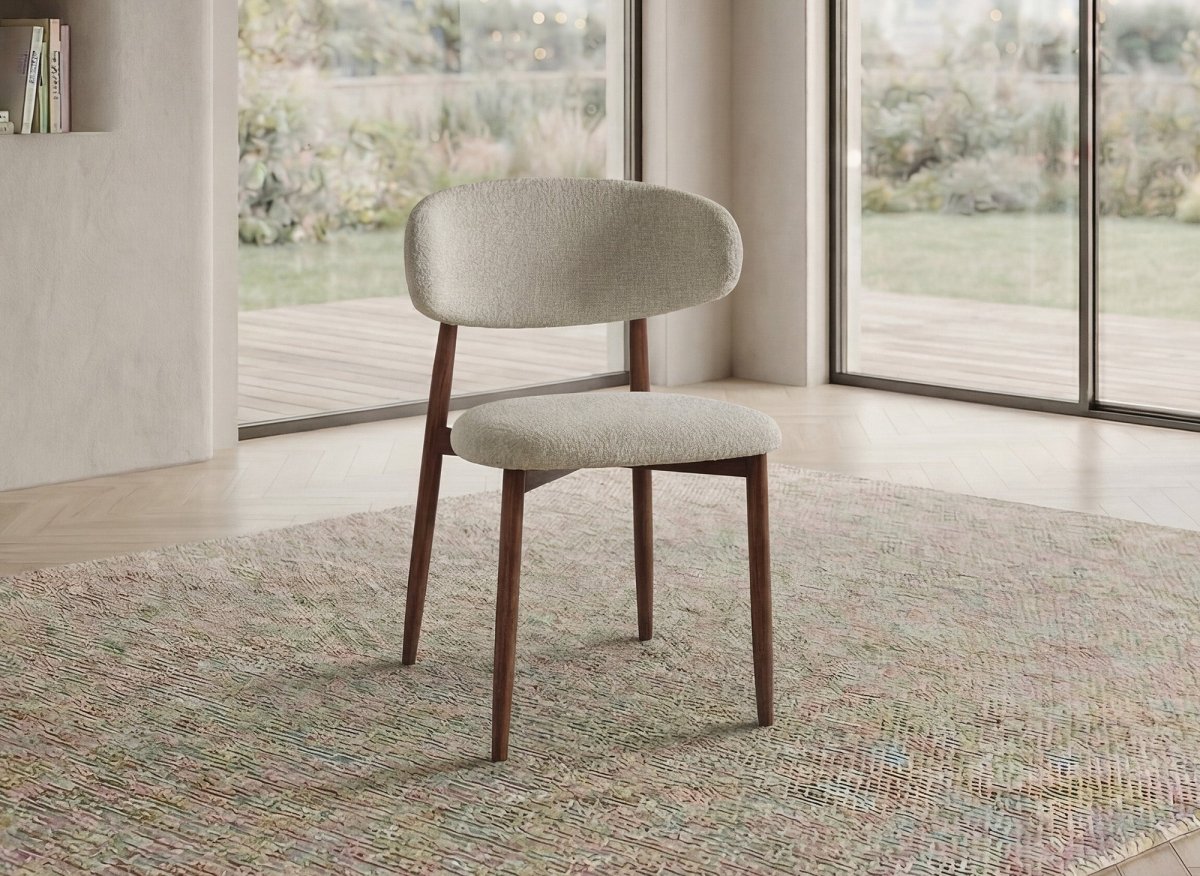 Lot de 2 chaises en tweed écru pieds en métal marron FLAVIA - DécoInParis