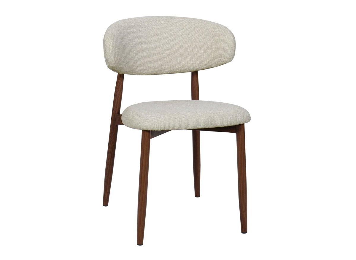 Lot de 2 chaises en tweed écru pieds en métal marron FLAVIA - DécoInParis