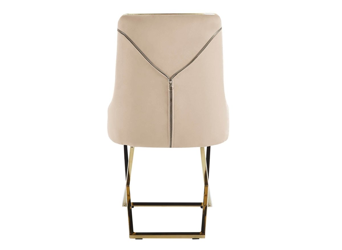 Lot de 2 chaises en velours beige pieds en métal doré LEXA - DécoInParis