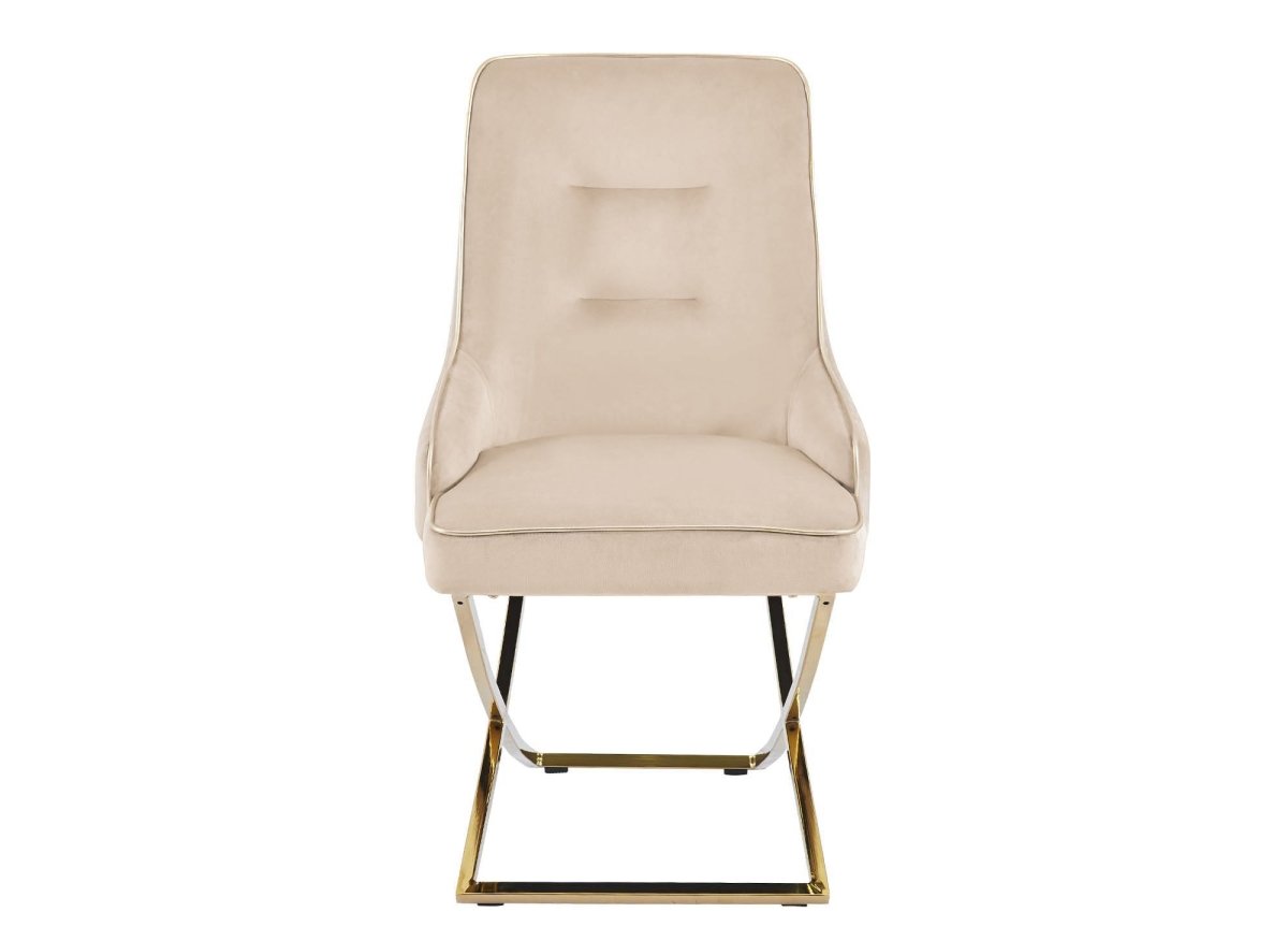 Lot de 2 chaises en velours beige pieds en métal doré LEXA - DécoInParis
