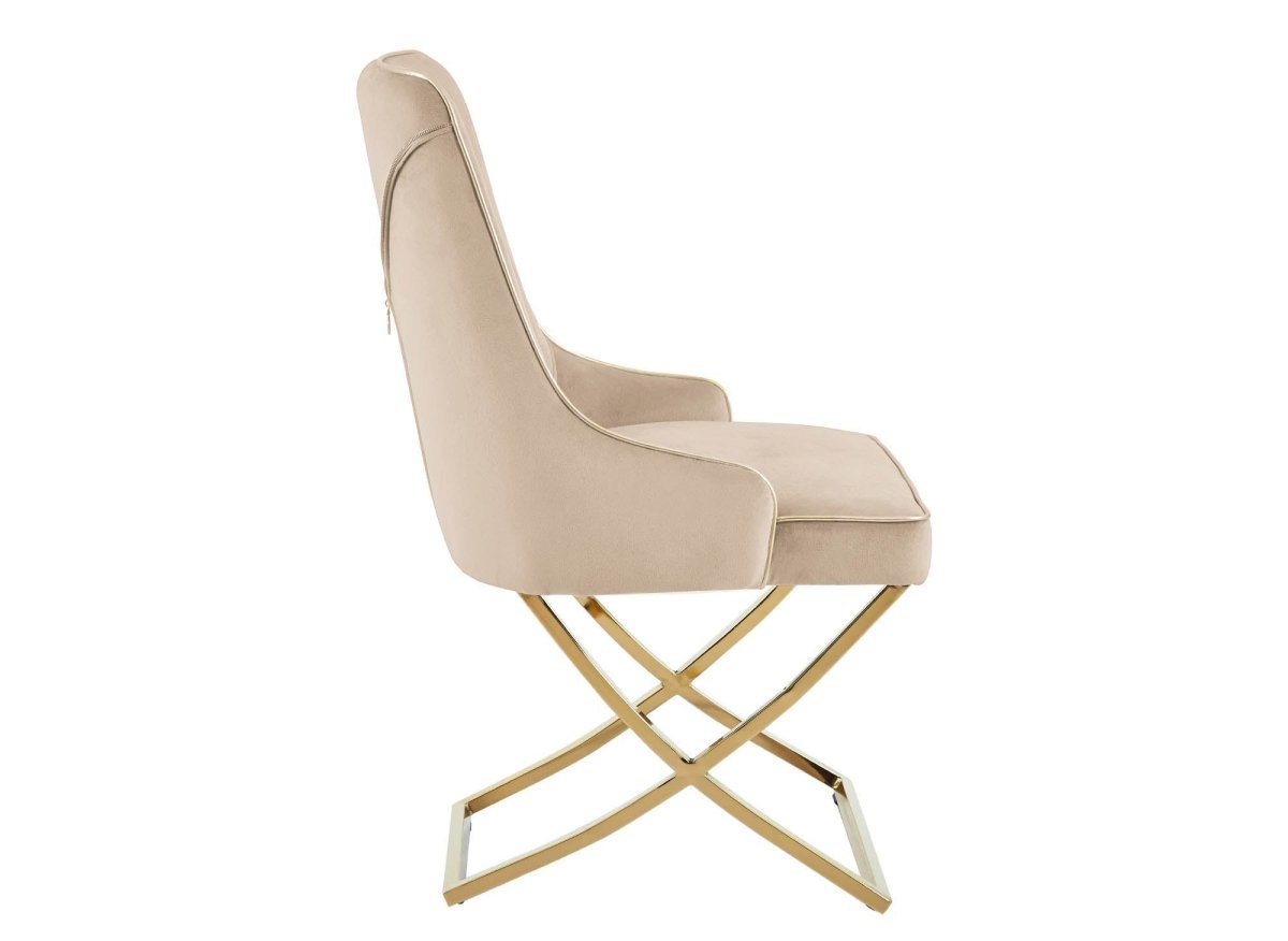 Lot de 2 chaises en velours beige pieds en métal doré LEXA - DécoInParis