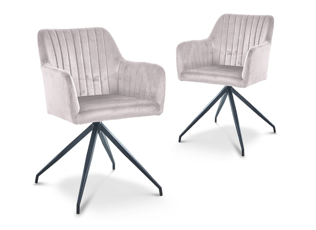 Lot de 2 chaises en velours beige pieds en métal noir RATUS - DécoInParis