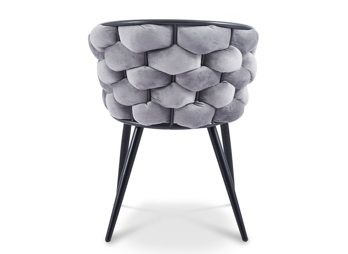 Lot de 2 chaises en velours gris pieds en métal noir CECILE - DécoInParis