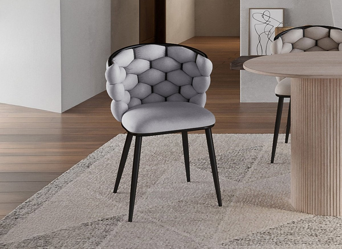 Lot de 2 chaises en velours gris pieds en métal noir CECILE - DécoInParis