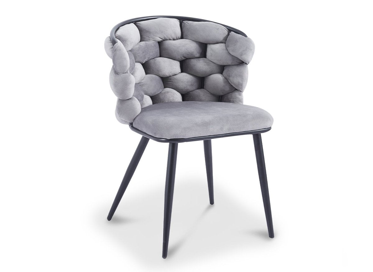 Lot de 2 chaises en velours gris pieds en métal noir CECILE - DécoInParis