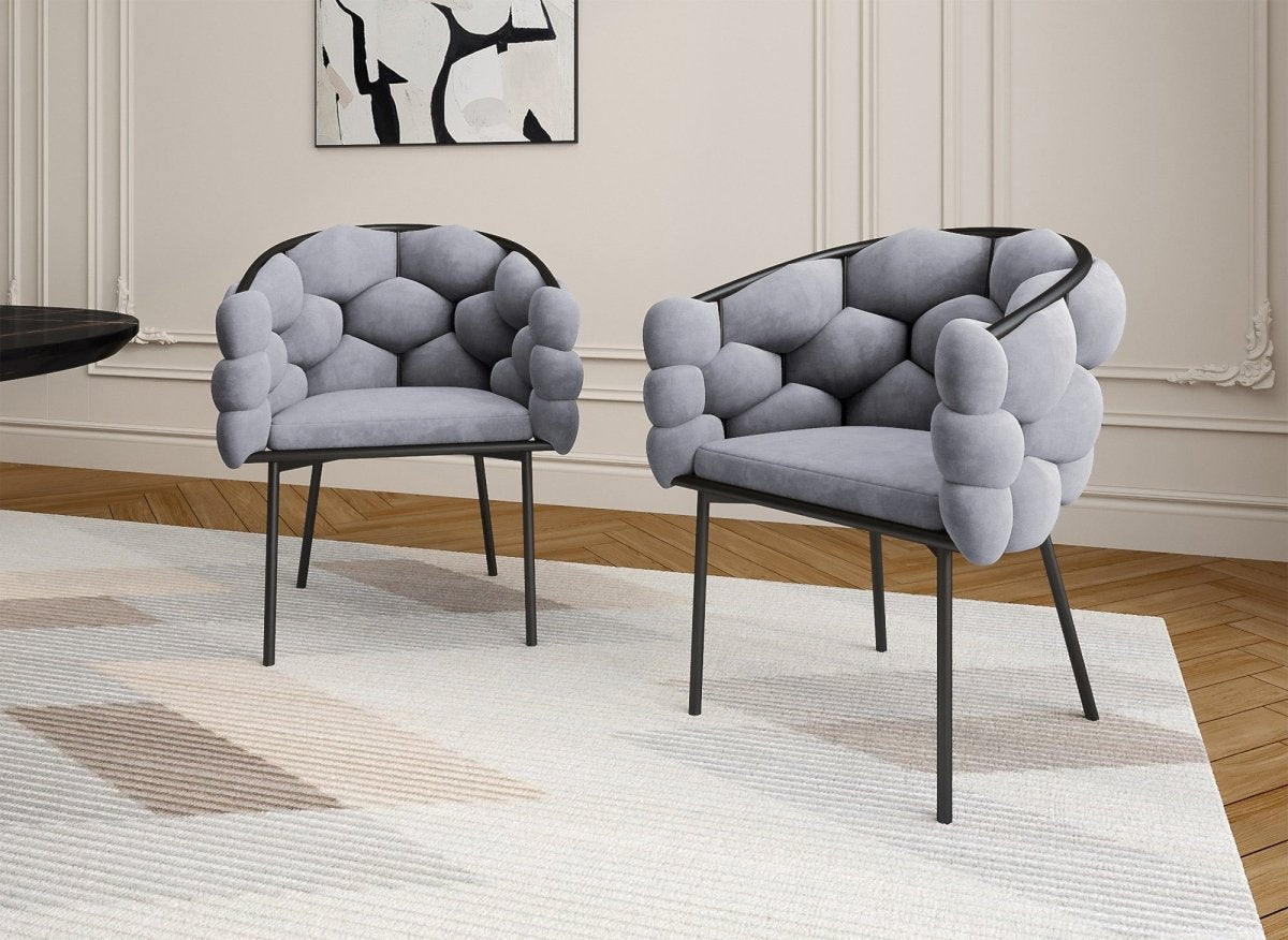 Lot de 2 chaises en velours gris pieds en métal noir CHARLOTTE - DécoInParis