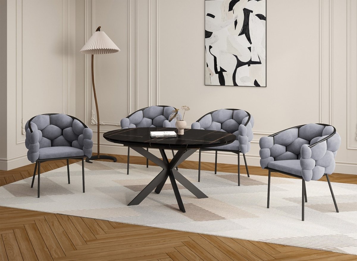 Lot de 2 chaises en velours gris pieds en métal noir CHARLOTTE - DécoInParis