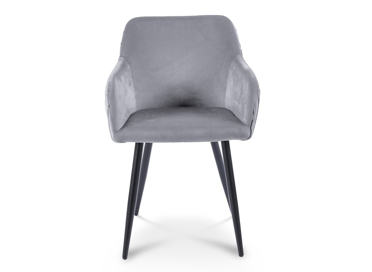 Lot de 2 chaises en velours gris pieds en métal noir DEVOR - DécoInParis