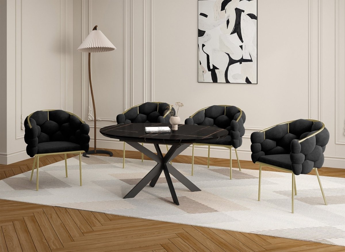 Lot de 2 chaises en velours noir pieds en métal doré CHARLOTTE - DécoInParis