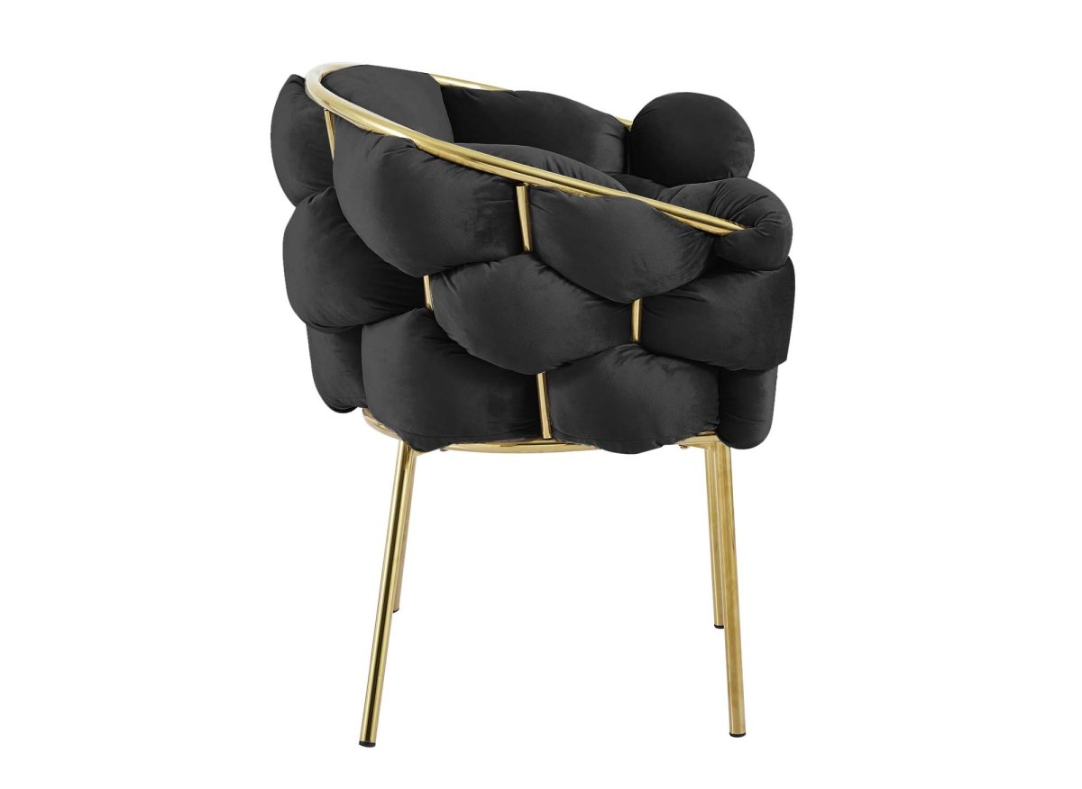 Lot de 2 chaises en velours noir pieds en métal doré CHARLOTTE - DécoInParis