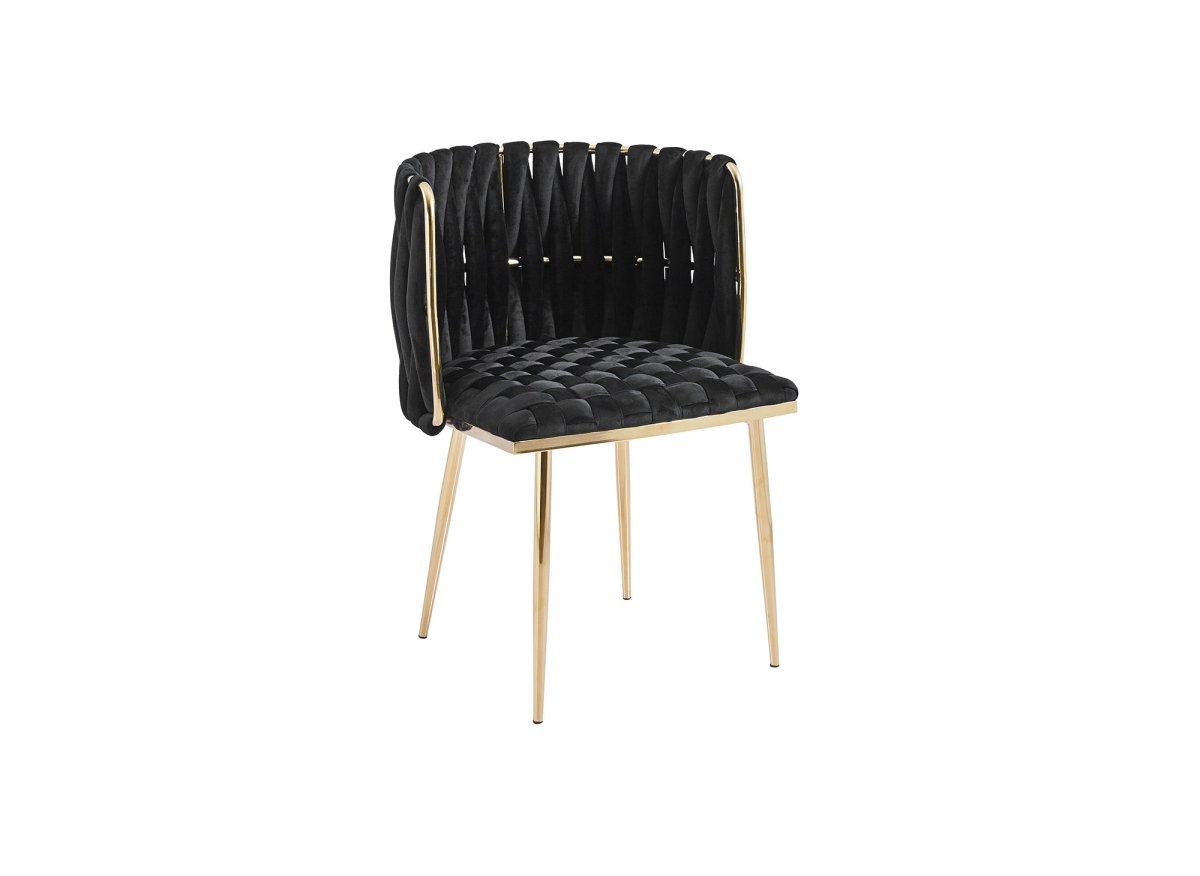 Lot de 2 chaises en velours noir pieds en métal doré POLO - DécoInParis