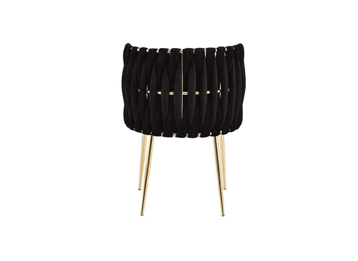 Lot de 2 chaises en velours noir pieds en métal doré POLO - DécoInParis