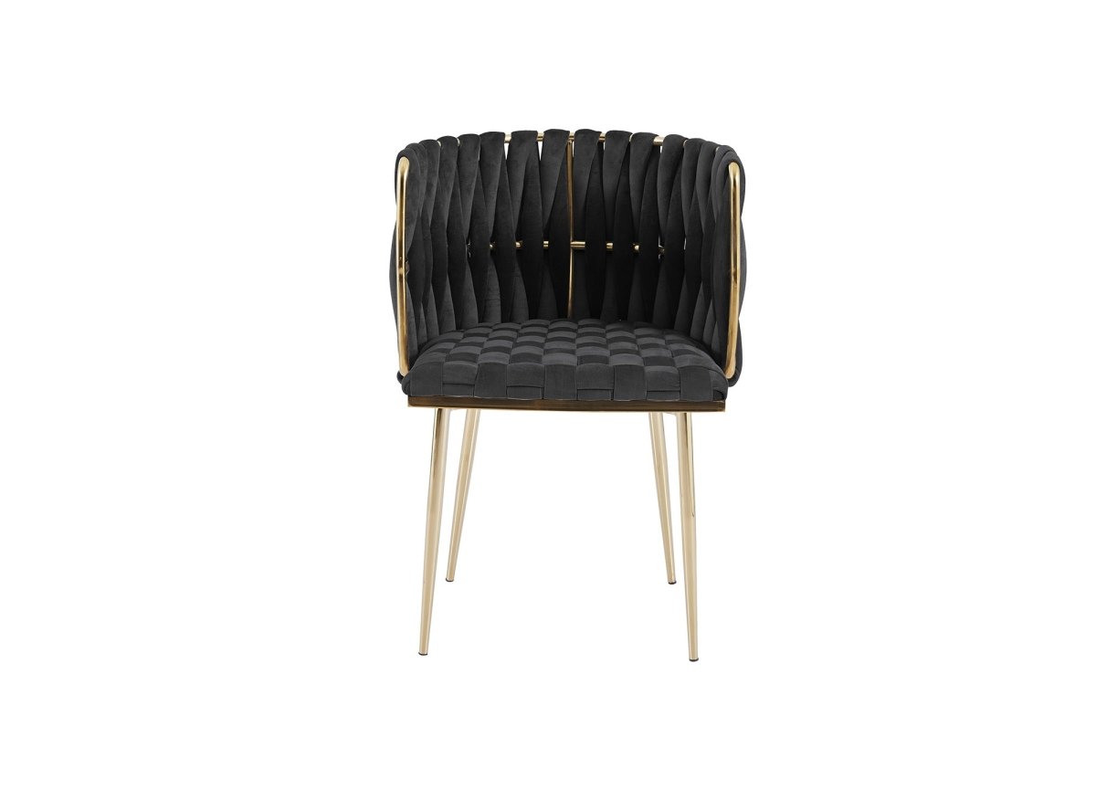 Lot de 2 chaises en velours noir pieds en métal doré POLO - DécoInParis