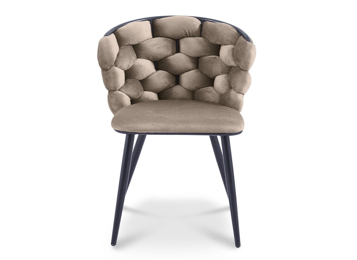 Lot de 2 chaises en velours taupe pieds en métal noir CECILE - DécoInParis