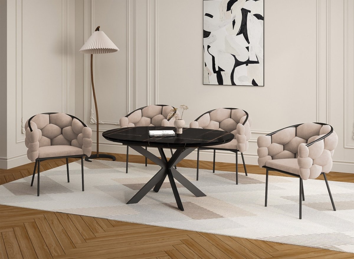 Lot de 2 chaises en velours taupe pieds en métal noir CHARLOTTE - DécoInParis