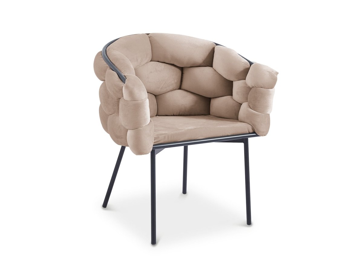 Lot de 2 chaises en velours taupe pieds en métal noir CHARLOTTE - DécoInParis