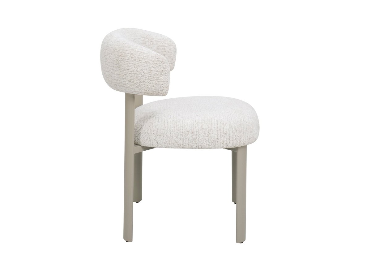 Lot de 2 chaises en velours tissé écru pieds en métal gris LOUISA - DécoInParis