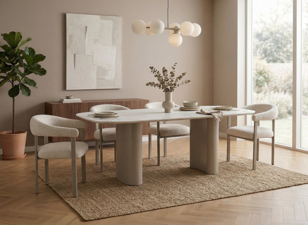 Lot de 2 chaises en velours tissé écru pieds en métal gris LOUISA - DécoInParis