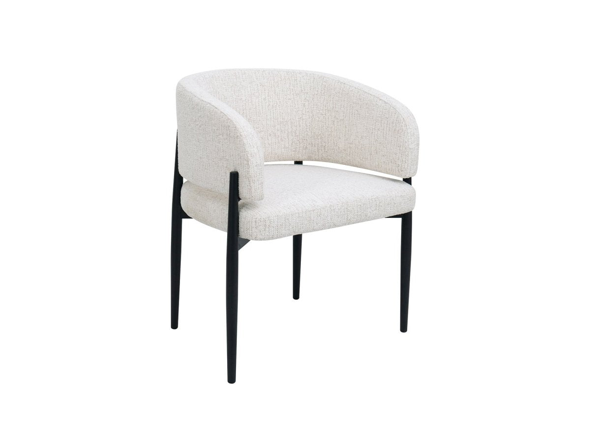 Lot de 2 chaises en velours tissé écru pieds en métal noir DIANA - DécoInParis