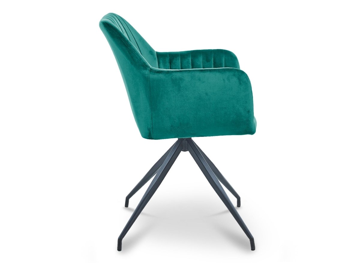 Lot de 2 chaises en velours vert pieds en métal noir RATUS - DécoInParis