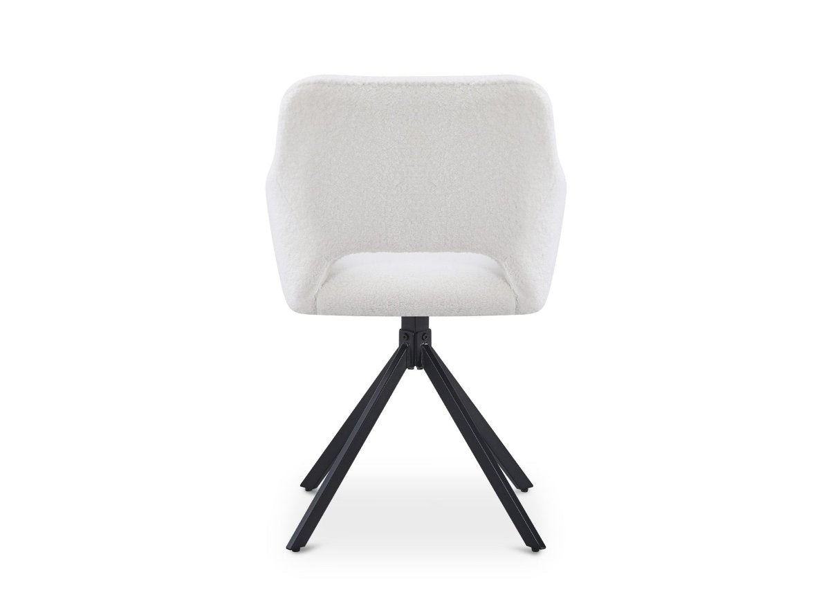 Lot de 2 chaises pivotantes design en tissu bouclette blanc écru CIEL - DécoInParis