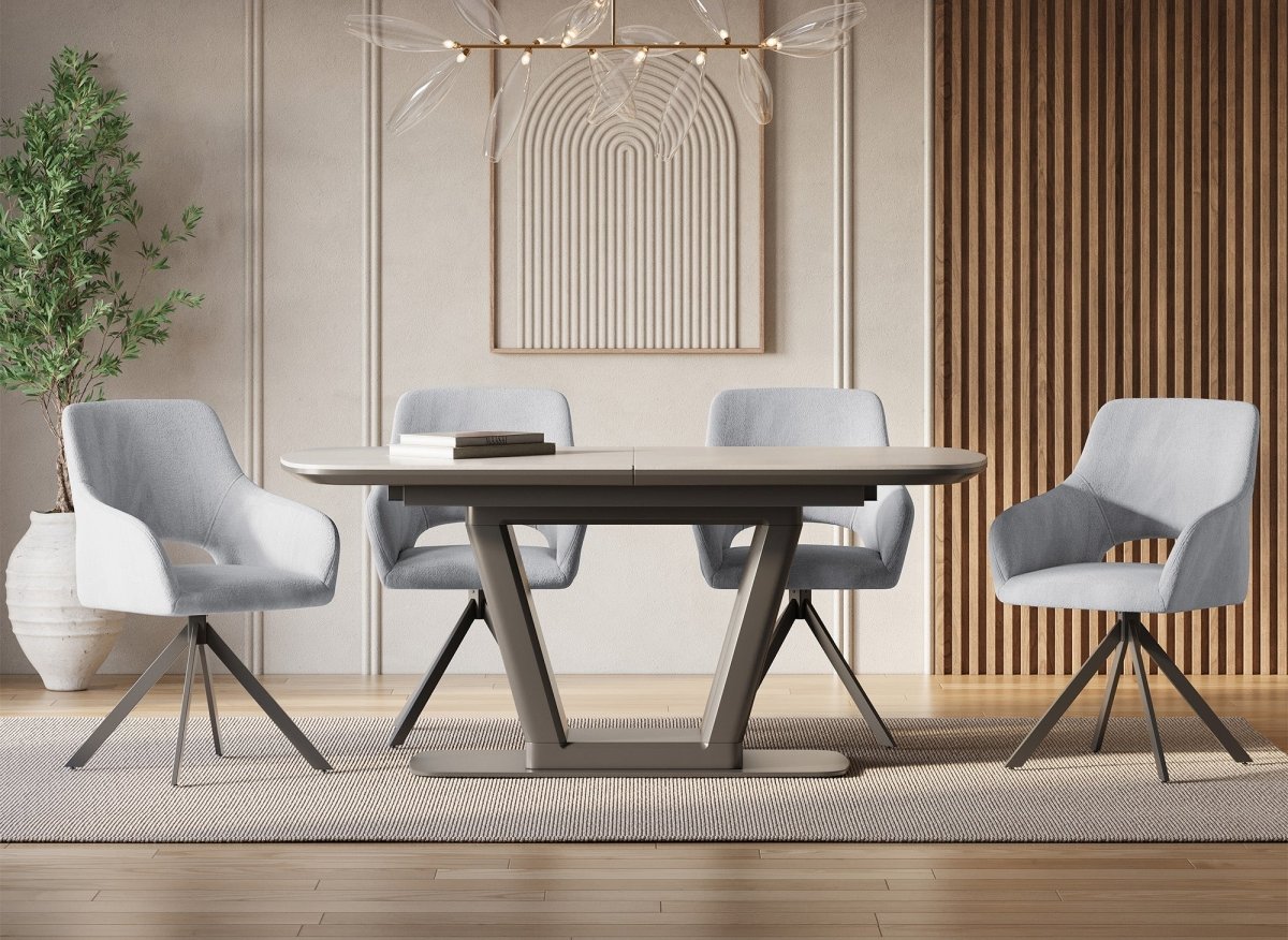 Lot de 2 chaises pivotantes design en velours gris clair CIEL - DécoInParis