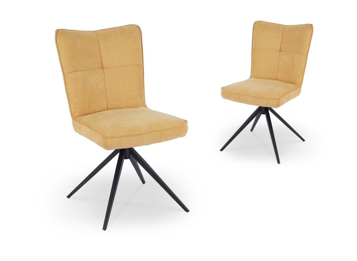 Lot de 2 chaises pivotantes en tissu jaune FELICIE - DécoInParis