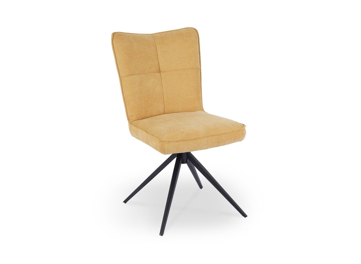 Lot de 2 chaises pivotantes en tissu jaune FELICIE - DécoInParis