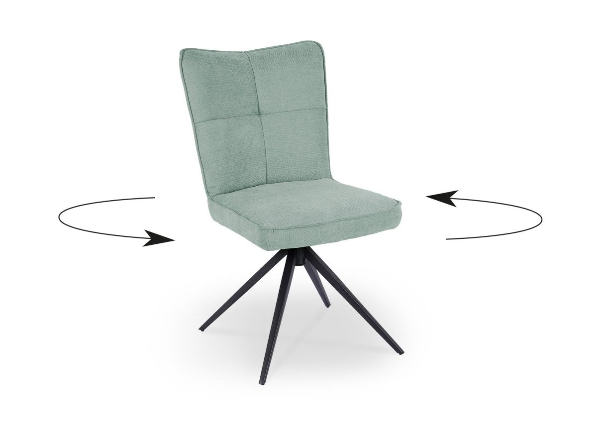 Lot de 2 chaises pivotantes en tissu vert d'eau FELICIE - DécoInParis