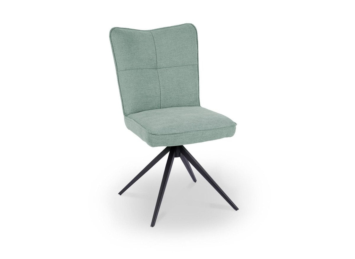Lot de 2 chaises pivotantes en tissu vert d'eau FELICIE - DécoInParis
