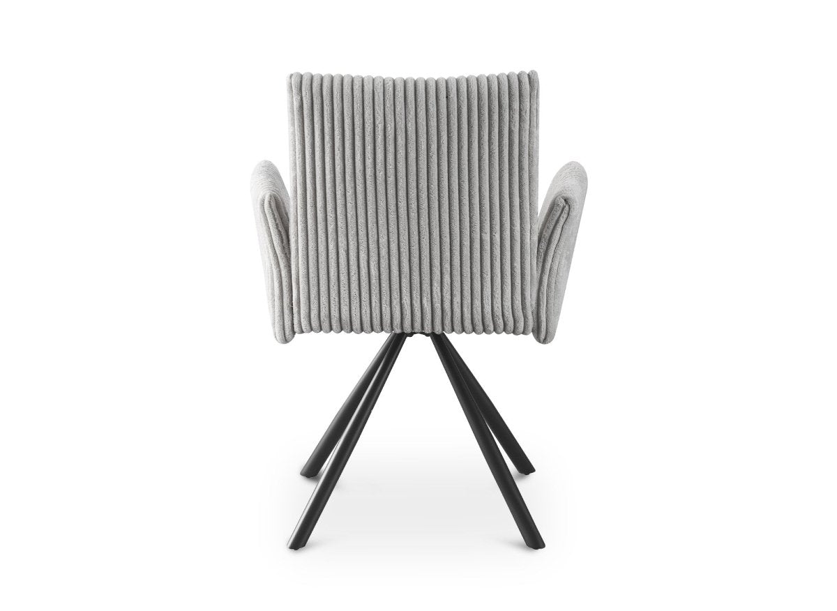 Lot de 2 chaises pivotantes en velours gros côtelé gris HOLLY - DécoInParis