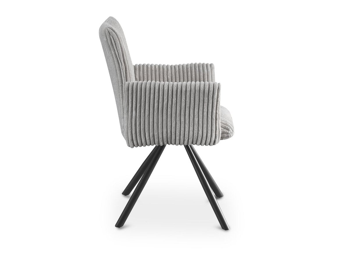 Lot de 2 chaises pivotantes en velours gros côtelé gris HOLLY - DécoInParis