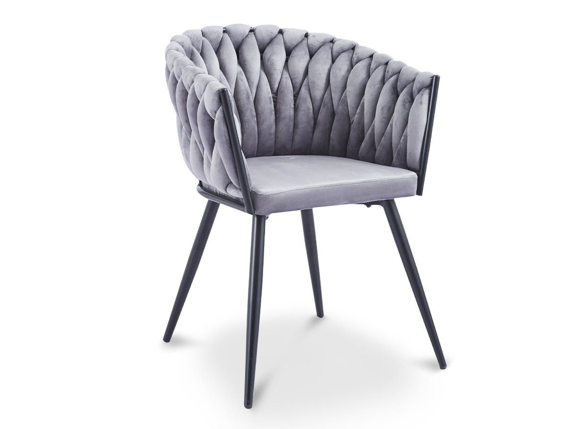 Lot de 2 chaises wave en velours gris CINDY - DécoInParis