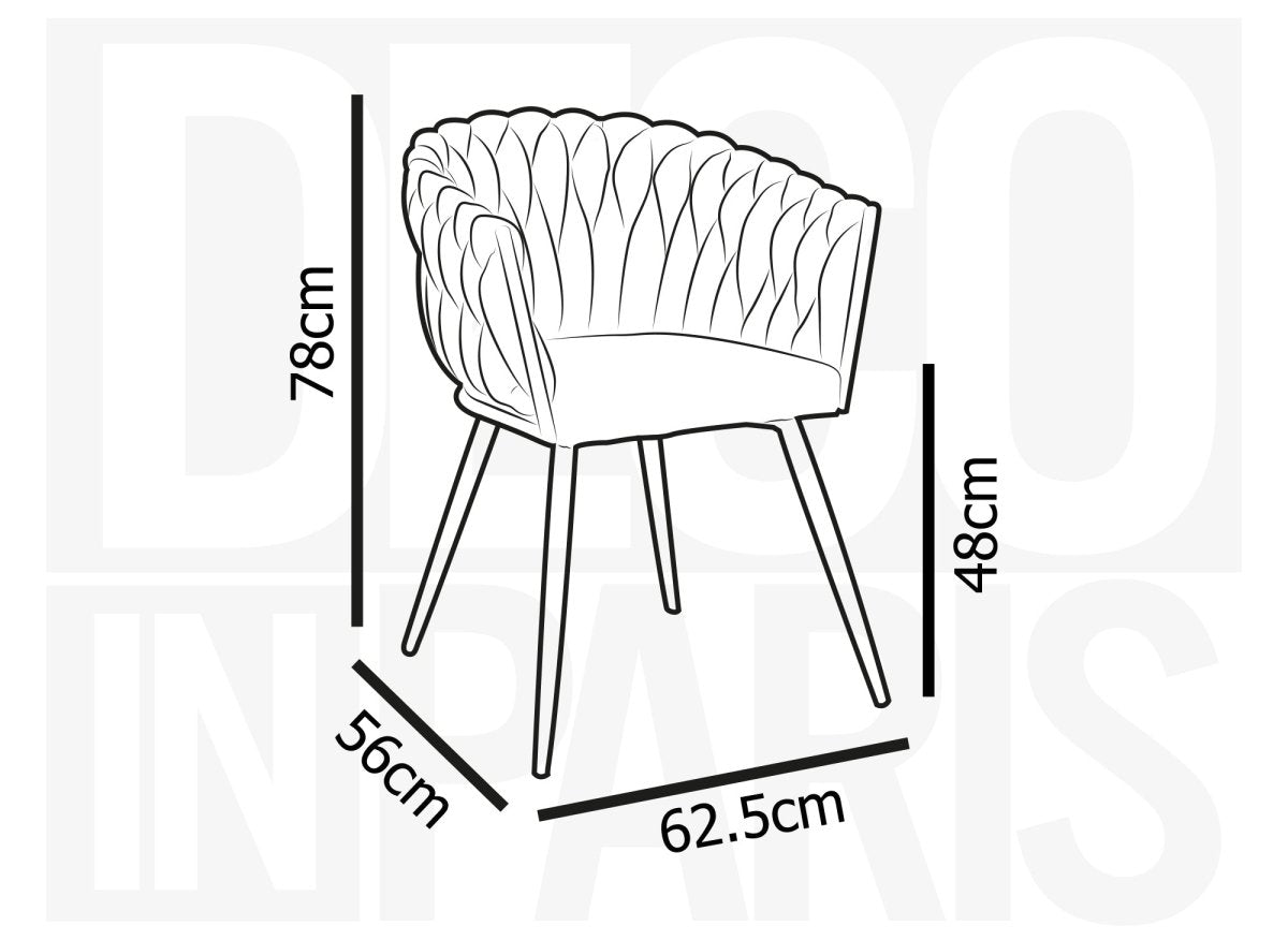 Lot de 2 chaises wave en velours gris CINDY - DécoInParis