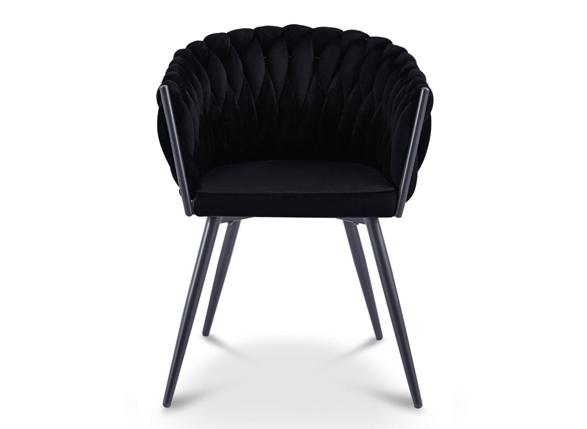 Lot de 2 chaises wave en velours noir CINDY - DécoInParis