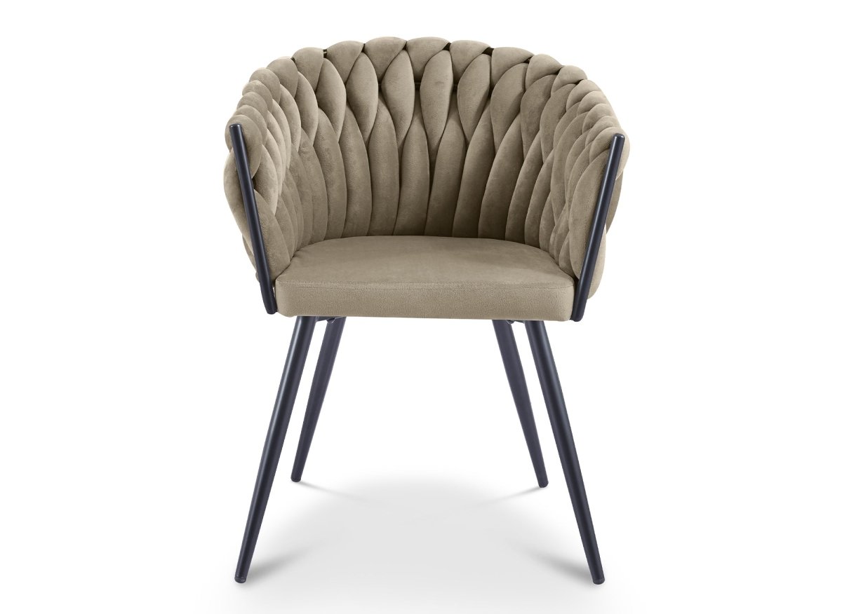 Lot de 2 chaises wave en velours taupe CINDY - DécoInParis